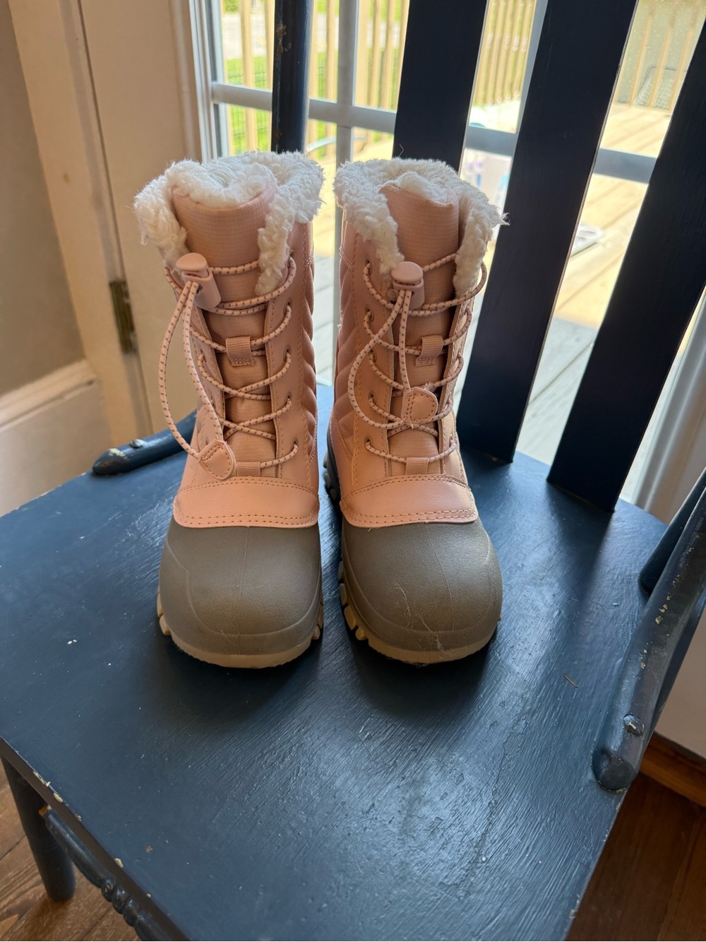 all in motion Pink and Brown Kids Winter Snow Boots with Faux Fur